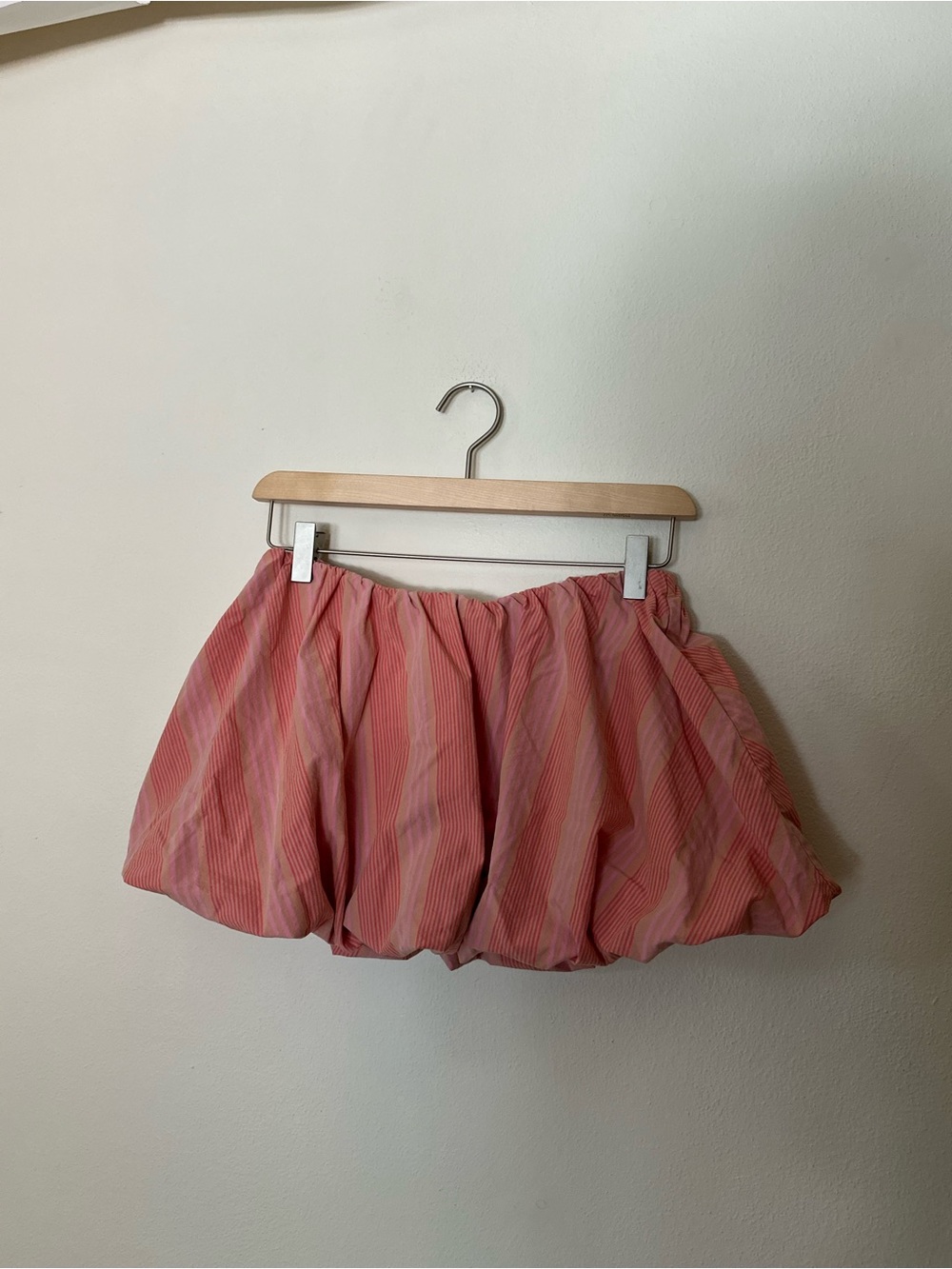 Kimchi Blue Pink Striped Bubble Mini Skirt